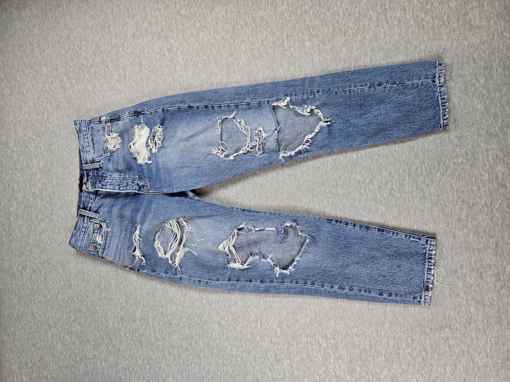 Lucky Brand Drew Mom Jeans Womens 4 Blue High Rise Tapered Distressed Denim 27in